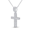 14kt White Gold Womens Round Diamond Milgrain Cross Pendant 1/5 Cttw