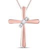 14kt Rose Gold Womens Round Diamond Cross Pendant 1/10 Cttw