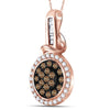 14kt Rose Gold Womens Round Brown Diamond Circle Cluster Pendant 3/8 Cttw