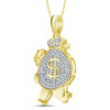 10kt Yellow Gold Mens Round Diamond Money Bag Man Charm Pendant 1/4 Cttw