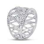 14kt White Gold Womens Round Diamond Modern Fashion Band Ring 1 Cttw