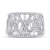 14kt White Gold Womens Round Diamond Modern Fashion Band Ring 1 Cttw