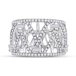 14kt White Gold Womens Round Diamond Modern Fashion Band Ring 1 Cttw