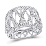 14kt White Gold Womens Round Diamond Modern Fashion Band Ring 1 Cttw