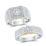 14kt Two-tone Gold His Hers Round Diamond Solitaire Matching Wedding Set 1-1/5 Cttw