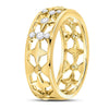 14kt Yellow Gold Womens Round Diamond Studded Star Band Ring 1/3 Cttw