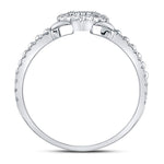 14kt White Gold Womens Round Diamond 2-Piece Beaded Heart Band Ring Set 1/3 Cttw