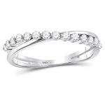 10kt White Gold Womens Round Diamond Crossover Stackable Band Ring 1/3 Cttw