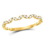 10kt Yellow Gold Womens Round Diamond Zigzag Stackable Band Ring 1/5 Cttw