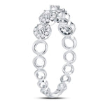 10kt White Gold Womens Round Diamond Halo Solitaire Stackable Band Ring 1/3 Cttw