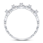 10kt White Gold Womens Round Diamond Halo Solitaire Stackable Band Ring 1/3 Cttw