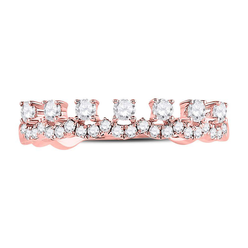 10kt Rose Gold Womens Round Diamond Stackable Band Ring 1/3 Cttw