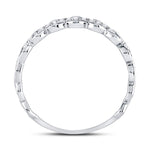 10kt White Gold Womens Round Diamond Link Stackable Band Ring 1/8 Cttw