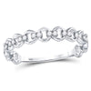 10kt White Gold Womens Round Diamond Link Stackable Band Ring 1/8 Cttw