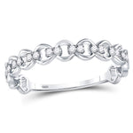 10kt White Gold Womens Round Diamond Link Stackable Band Ring 1/8 Cttw