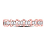 10kt Rose Gold Womens Round Diamond Link Stackable Band Ring 1/8 Cttw