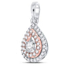 10kt Two-tone Gold Womens Round Diamond Teardrop Solitaire Pendant 1/4 Cttw