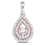 10kt Two-tone Gold Womens Round Diamond Teardrop Solitaire Pendant 1/4 Cttw