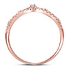 10kt Rose Gold Womens Round Diamond Crown Tiara Fashion Band Ring 1/5 Cttw