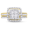 14kt Yellow Gold Princess Diamond Cluster Bridal Wedding Engagement Ring 1 Cttw