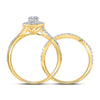 14kt Yellow Gold Round Diamond Bridal Wedding Ring Band Set 1 Cttw