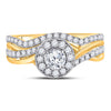 14kt Yellow Gold Round Diamond Bridal Wedding Ring Band Set 1 Cttw