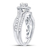 14kt White Gold Round Diamond Bridal Wedding Ring Band Set 1 Cttw