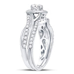 14kt White Gold Round Diamond Bridal Wedding Ring Band Set 1 Cttw