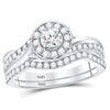 14kt White Gold Round Diamond Bridal Wedding Ring Band Set 1 Cttw