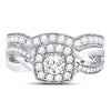 14kt White Gold Round Diamond Bridal Wedding Ring Band Set 1 Cttw