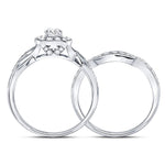 14kt White Gold Round Diamond Bridal Wedding Ring Band Set 1 Cttw