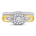 14kt Yellow Gold Round Diamond Bridal Wedding Ring Band Set 1/2 Cttw