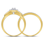 14kt Yellow Gold Round Diamond Bridal Wedding Ring Band Set 1/2 Cttw