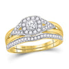 14kt Yellow Gold Round Diamond Bridal Wedding Ring Band Set 1/2 Cttw