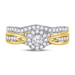 14kt Yellow Gold Round Diamond Bridal Wedding Ring Band Set 1/2 Cttw