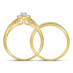 14kt Yellow Gold Round Diamond Bridal Wedding Ring Band Set 1/2 Cttw