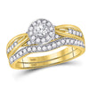 14kt Yellow Gold Round Diamond Bridal Wedding Ring Band Set 1/2 Cttw