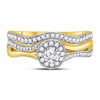 14kt Yellow Gold Round Diamond Bridal Wedding Ring Band Set 1/2 Cttw