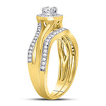 14kt Yellow Gold Round Diamond Bridal Wedding Ring Band Set 1/2 Cttw