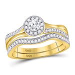 14kt Yellow Gold Round Diamond Bridal Wedding Ring Band Set 1/2 Cttw