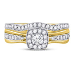 14kt Yellow Gold Round Diamond Bridal Wedding Ring Band Set 1/2 Cttw