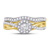 14kt Yellow Gold Round Diamond Bridal Wedding Ring Band Set 1/2 Cttw