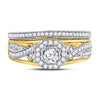 14kt Yellow Gold Round Diamond Twist Bridal Wedding Ring Band Set 1/2 Cttw