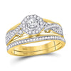 14kt Yellow Gold Round Diamond Twist Bridal Wedding Ring Band Set 1/2 Cttw