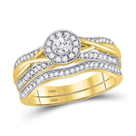 10kt Yellow Gold Round Diamond Bridal Wedding Ring Band Set 1/2 Cttw