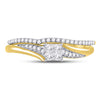 14kt Yellow Gold Princess Diamond Cluster Bridal Wedding Ring Band Set 1/3 Cttw