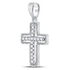 10kt White Gold Womens Round Diamond Roman Cross Pendant 1/10 Cttw