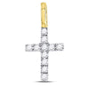 14kt Yellow Gold Womens Round Diamond Dainty Cross Pendant 1/10 Cttw