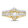 14kt Two-tone Gold Round Diamond Bridal Wedding Ring Band Set 7/8 Cttw