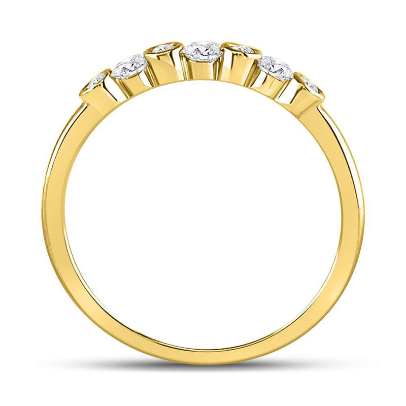 10kt Yellow Gold Womens Round Diamond Bezel Stackable Band Ring 1/4 Cttw